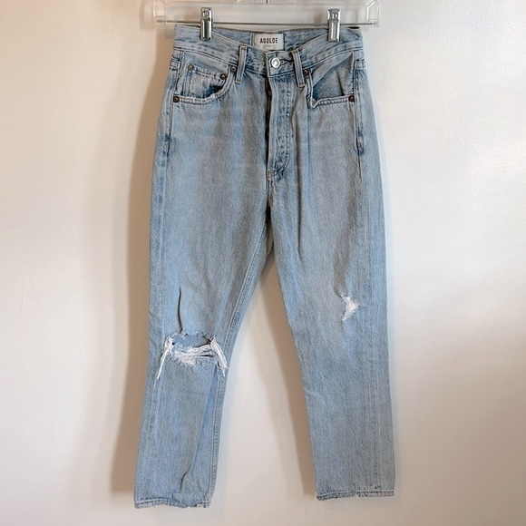 Agolde Riley High Rise Jeans in Shatter Wash - Picture 2 of 8